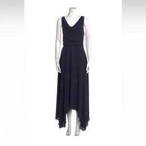 Halston Heritage blue cowl neck evening gown